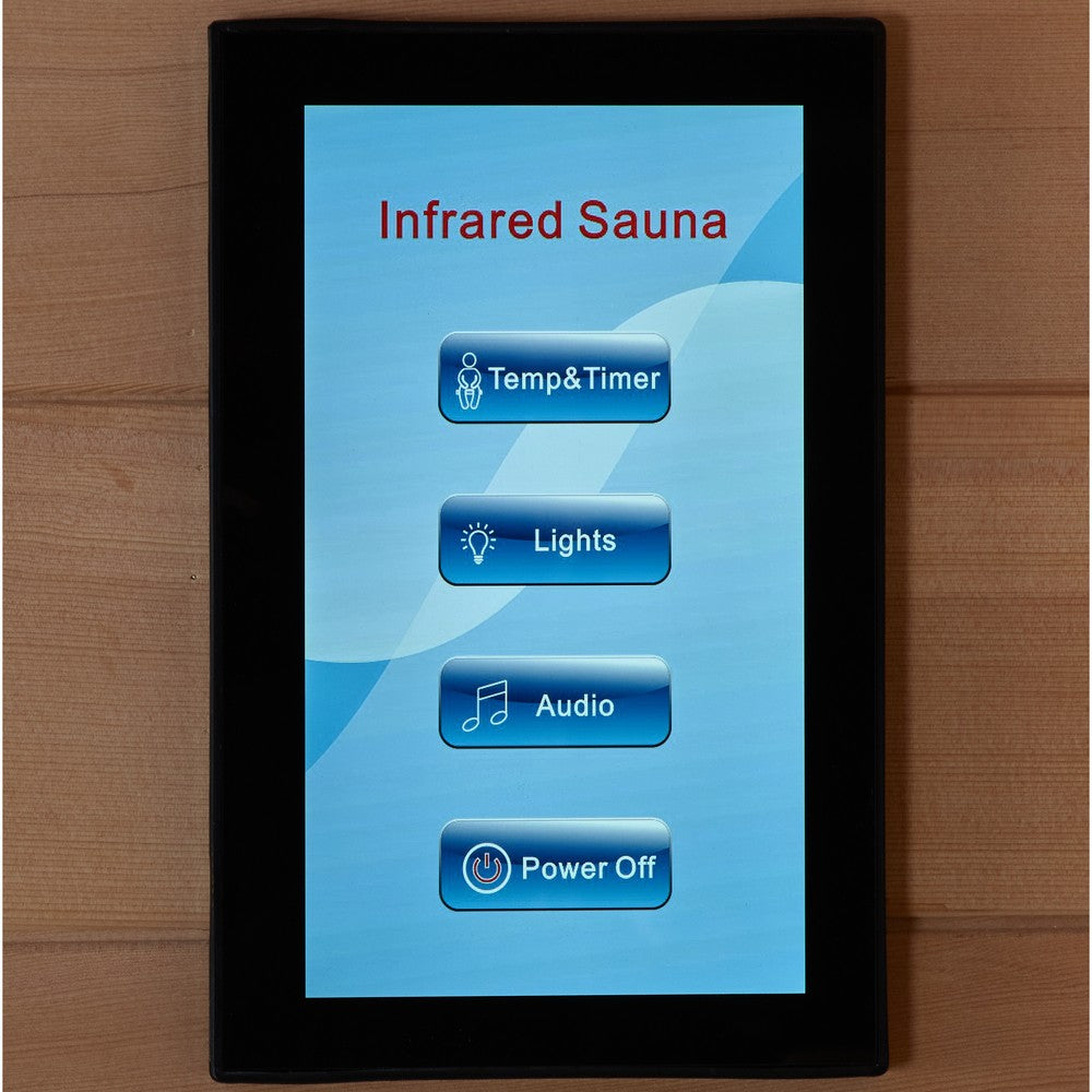 Maxxus MX-K406-01 CED 4 person red cedar Low EMF infrared sauna interior touch screen control panel