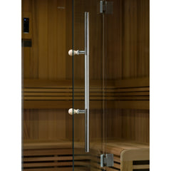 Golden Designs Copenhagen 3 Person Traditional Sauna clear glass door handle detail