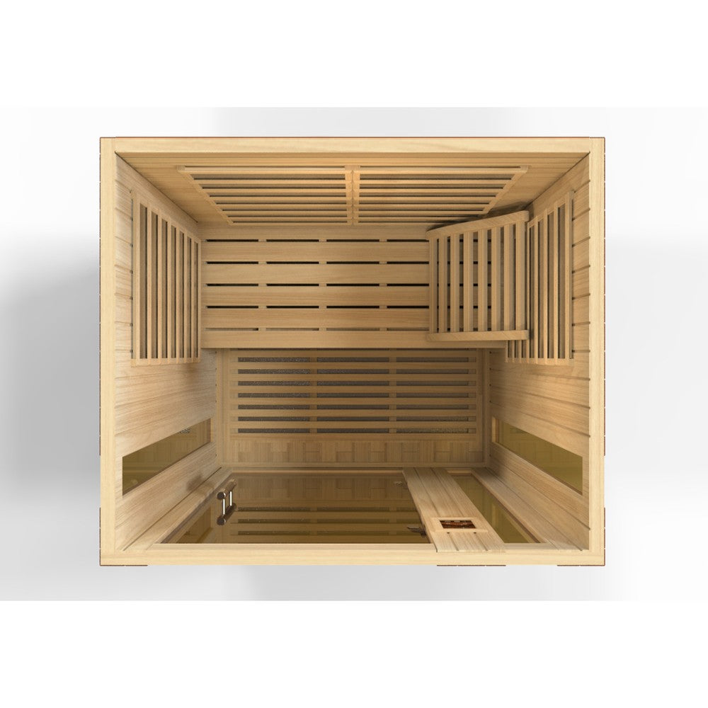 Dynamic Vittoria Elite 2 person Ultra Low EMF infrared sauna photographed against a plain background