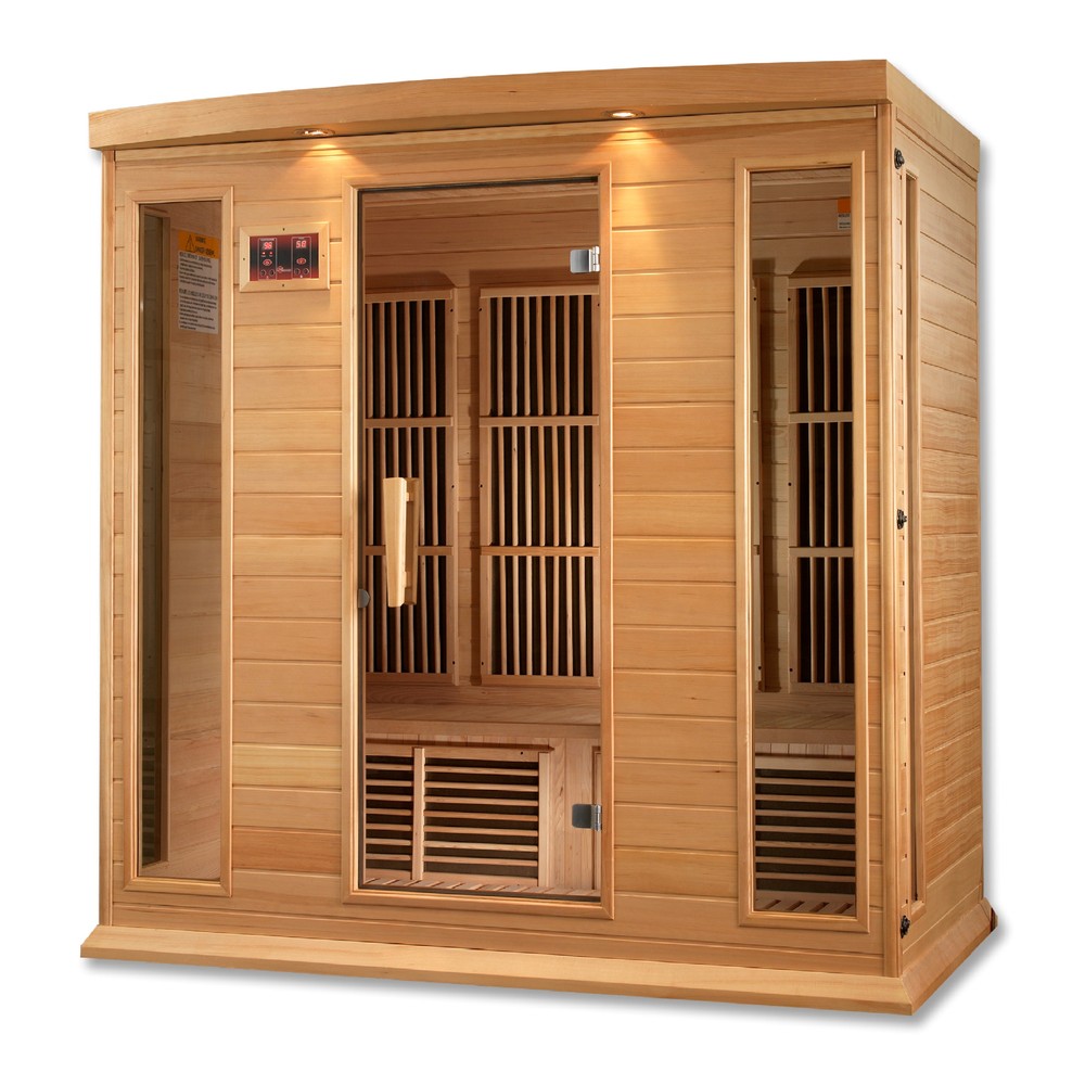 Maxxus MX-K406-01 4 person Low EMF infrared sauna front view with the interior visible