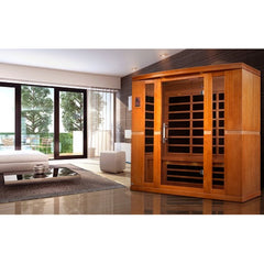 Dynamic Bergamo Elite 4 person Ultra Low EMF infrared sauna photographed against a plain background