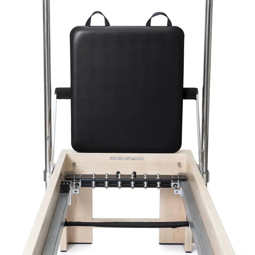 Black Elina Pilates Elite Cadillac Reformer headrest and spring detail