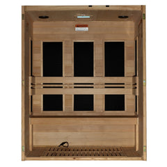 Maxxus S-Line Yoga 3 person Ultra Low EMF infrared sauna photographed against a plain background