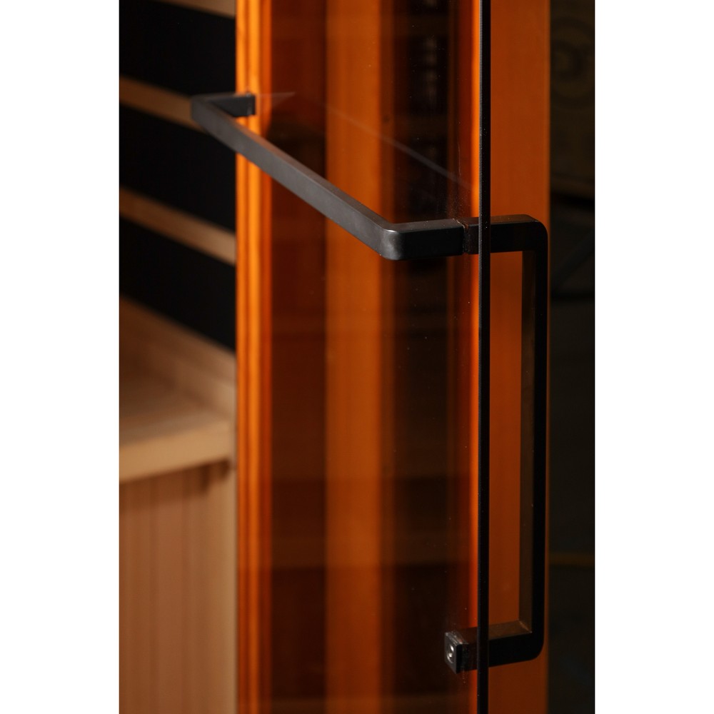 Golden Designs GDI-8020-03 2 person full spectrum infrared sauna detail of the door handle and frame