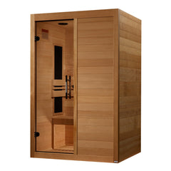 Maxxus S-Line Yoga 2 person Ultra Low EMF infrared sauna photographed against a plain background
