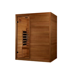 Maxxus S-Line Yoga 3 person full spectrum infrared sauna photographed against a plain background