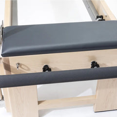 Grey Elina Pilates Elite Cadillac Reformer adjustable footbar detail