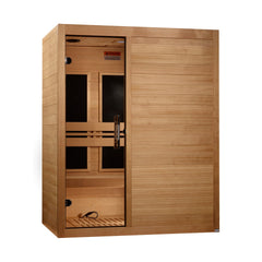 Maxxus S-Line Yoga 3 person Ultra Low EMF infrared sauna photographed against a plain background