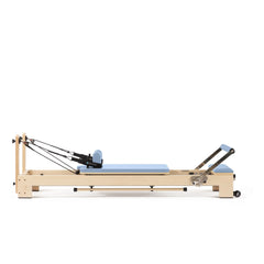Elina Pilates Lignum wooden reformer in Ocean Blue, full side view