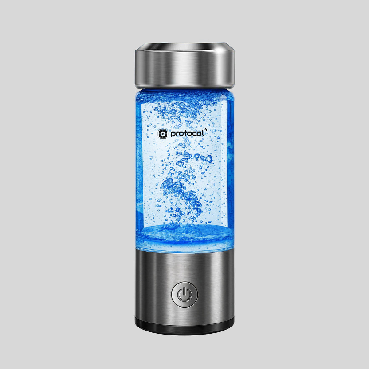 Protocol⁴ glass hydrogen water bottle with bubbles in the glass chamber
