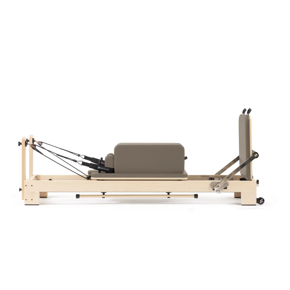 Elina Pilates Lignum wooden reformer in mocha with sitting box