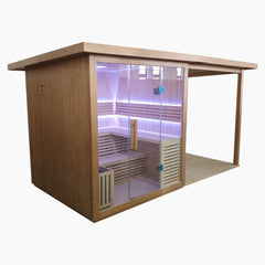 4 Person Sauna with Covered Deck Extension angle