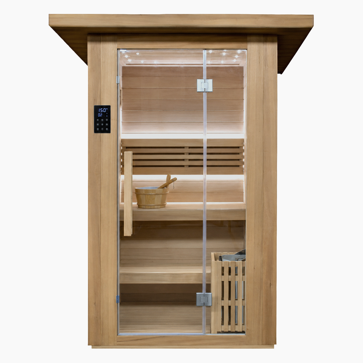 2 Person Traditional Sauna by Revive, thermo-treated Hemlock with roofing kit