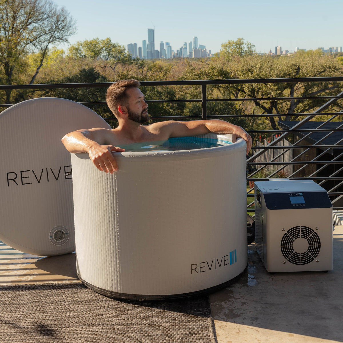 Checking the Revive Inflatable Pod Plunge before a session