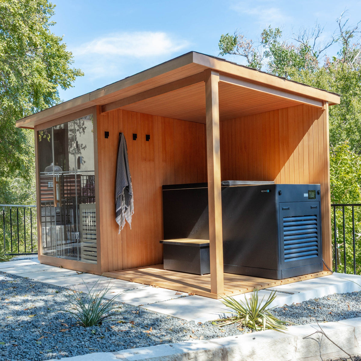 4 Person Sauna with Covered Deck Extension lifestyle
