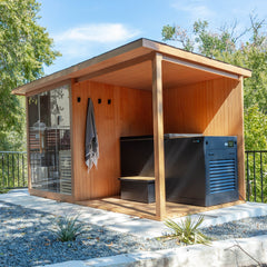 4 Person Sauna with Covered Deck Extension lifestyle