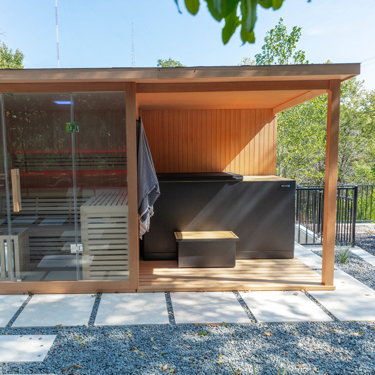 4 Person Sauna with Covered Deck Extension detail