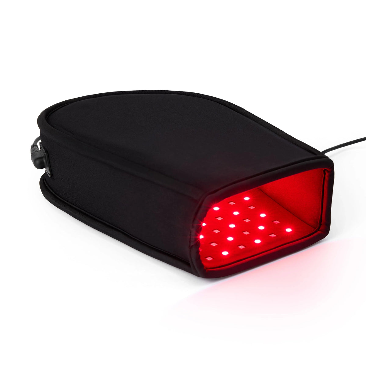 Nicebeam Red Light Therapy Hand Glove with red LEDs glowing inside