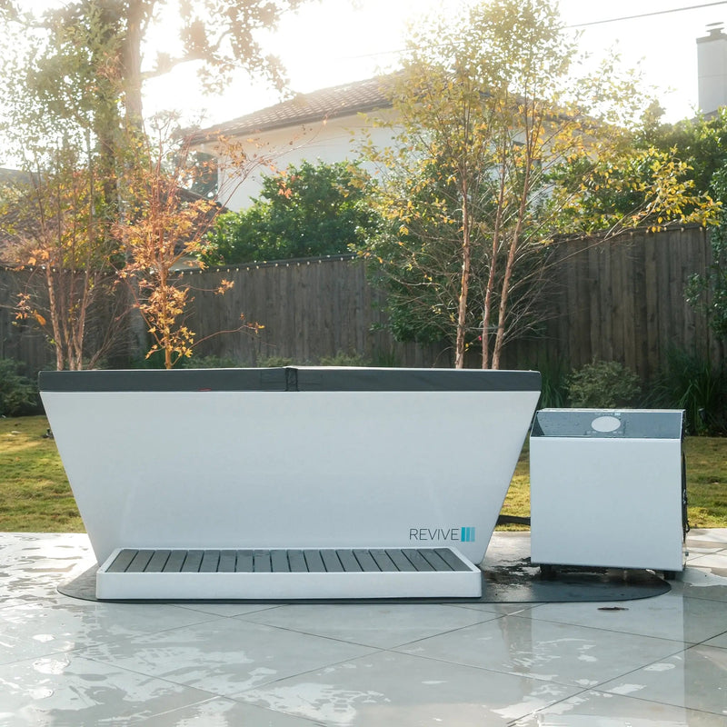 Revive Acrylic Plunge installed on a stable level patio surface