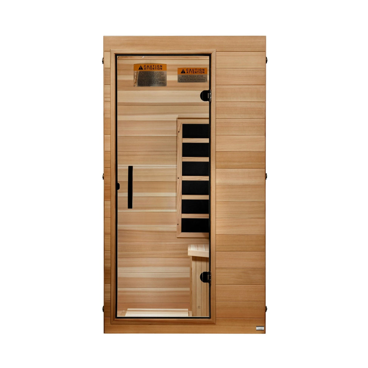 Dynamic Sicily Elite DYN-1101-01 compact one-person Ultra Low EMF infrared sauna, front view