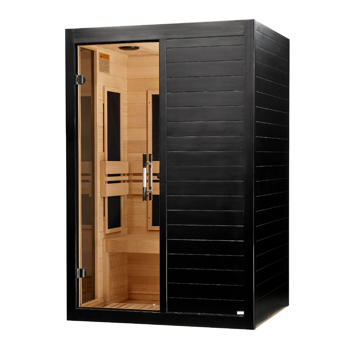 Dynamic Veneto Black Elite DYN-6115-06 1–2 person Ultra Low EMF infrared sauna, opposite angled view