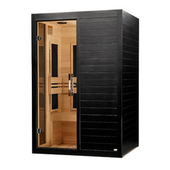 Dynamic Veneto Black Elite DYN-6115-06 1–2 person Ultra Low EMF infrared sauna, opposite angled view