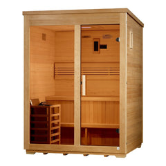 Golden Designs Arlberg Flat Roof 3 Person Outdoor Traditional Sauna left angle