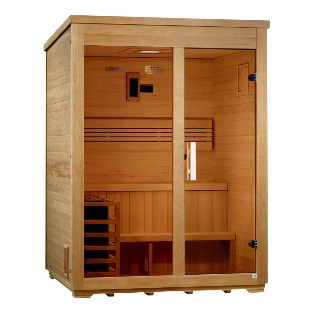 Golden Designs Arlberg Flat Roof 3 Person Outdoor Traditional Sauna right angle