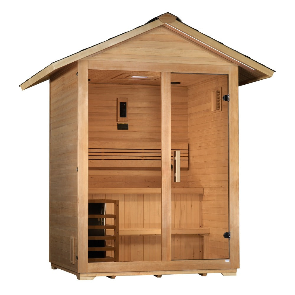Golden Designs Arlberg 3 Person Outdoor Traditional Sauna right angle