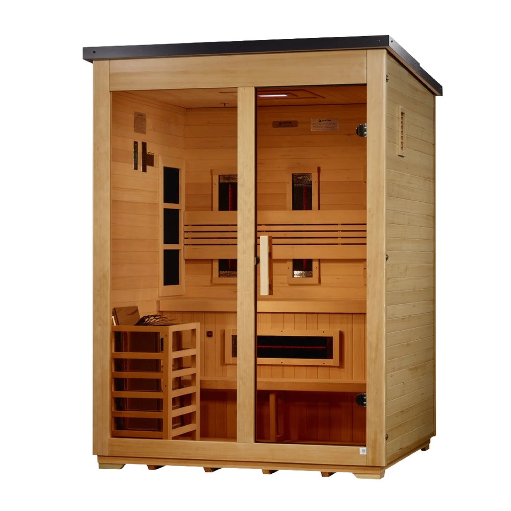 Golden Designs Carinthia Flat Roof 3 Person Flat Roof Outdoor Hybrid Sauna right angle