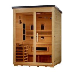 Golden Designs Carinthia Flat Roof 3 Person Flat Roof Outdoor Hybrid Sauna right angle