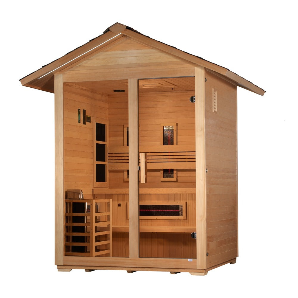 Golden Designs Carinthia 3 Person Outdoor Hybrid Sauna right angle