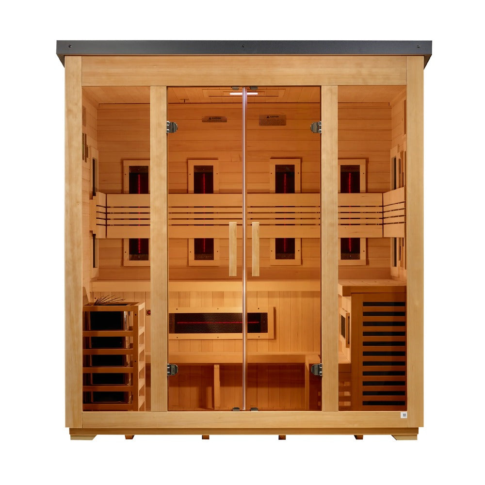 Golden Designs Gargellen Flat Roof 5 Person Flat Roof Outdoor Hybrid Sauna front