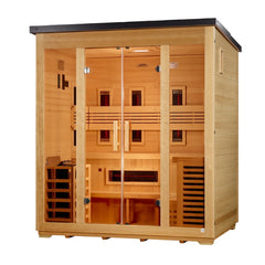 Golden Designs Gargellen Flat Roof 5 Person Flat Roof Outdoor Hybrid Sauna right angle