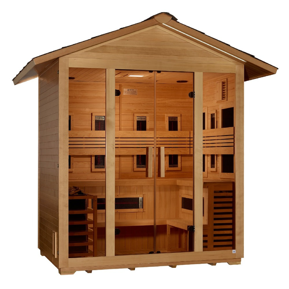Golden Designs Gargellen 5 Person Outdoor Hybrid Sauna left angle