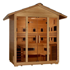 Golden Designs Gargellen 5 Person Outdoor Hybrid Sauna left angle