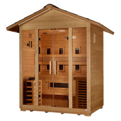 Golden Designs Gargellen 5 Person Outdoor Hybrid Sauna right angle