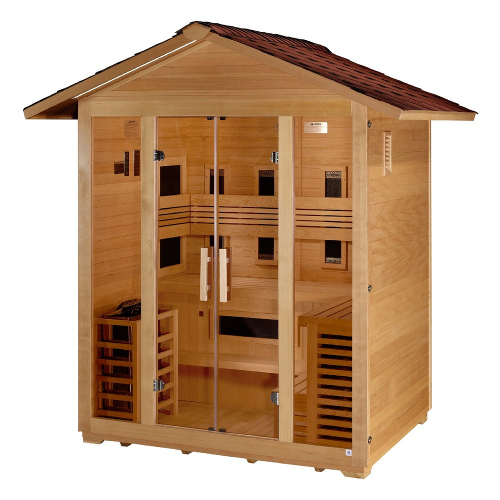 Golden Designs Gargellen 5 Person Outdoor Hybrid Sauna roof detail