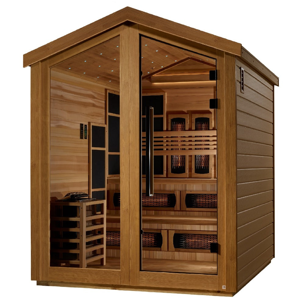 Golden Designs Kaskinen 6 Person Outdoor Barn Hybrid Sauna right angle