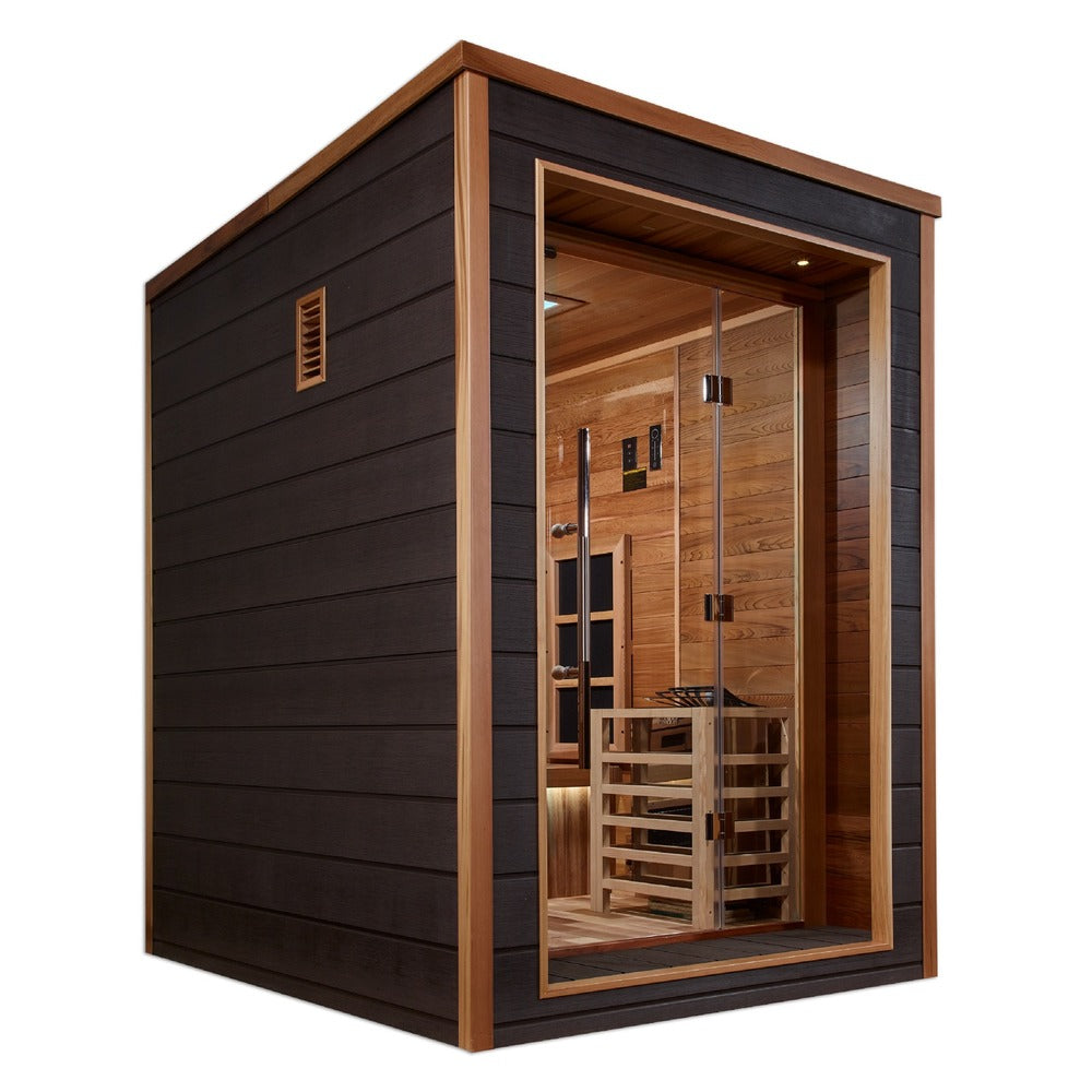 Golden Designs Nora 2 Person Modern Outdoor Hybrid Sauna side angle