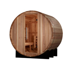 Golden Designs St. Moritz 2 Person Outdoor Barrel Traditional Sauna front view