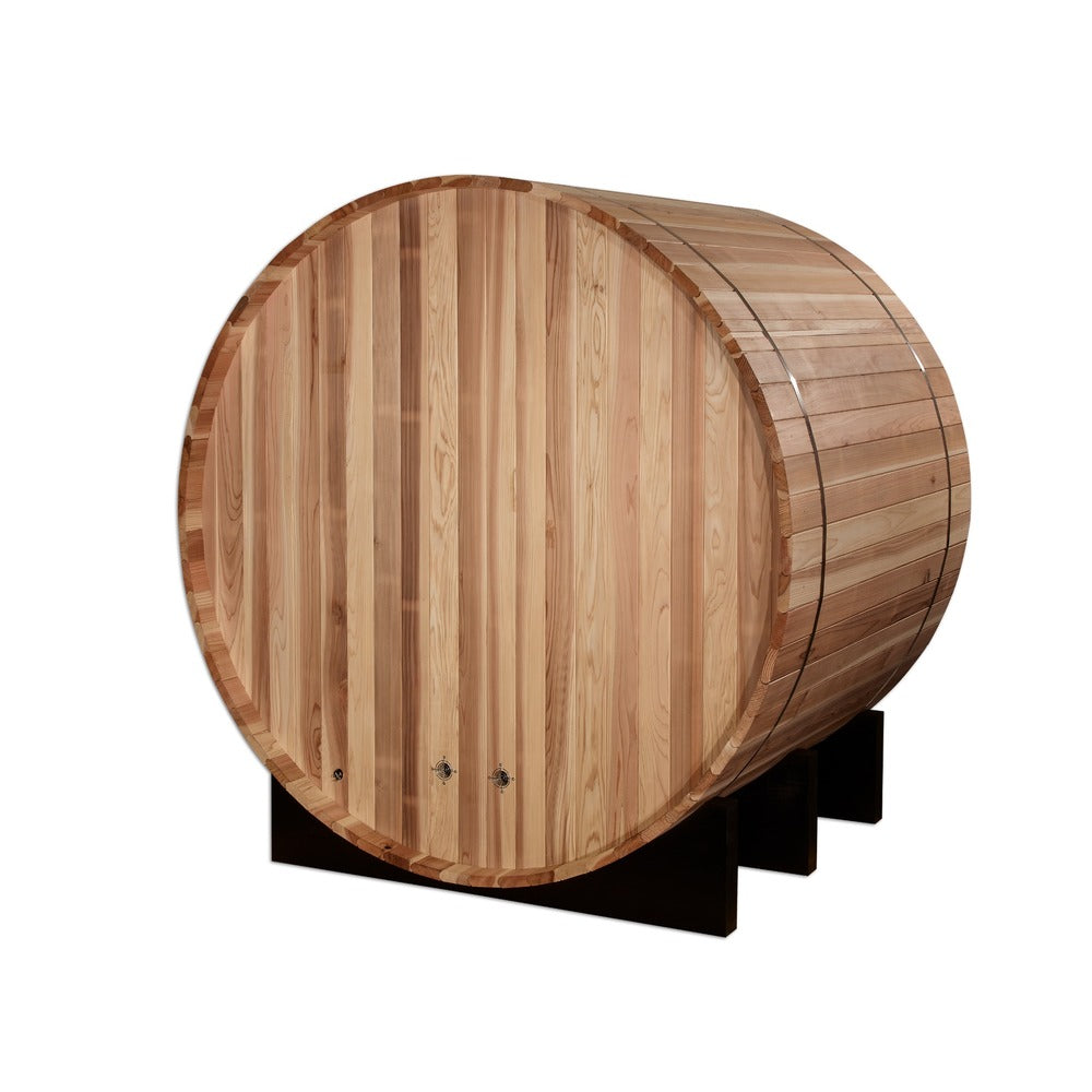 Golden Designs St. Moritz 2 Person Outdoor Barrel Traditional Sauna front view