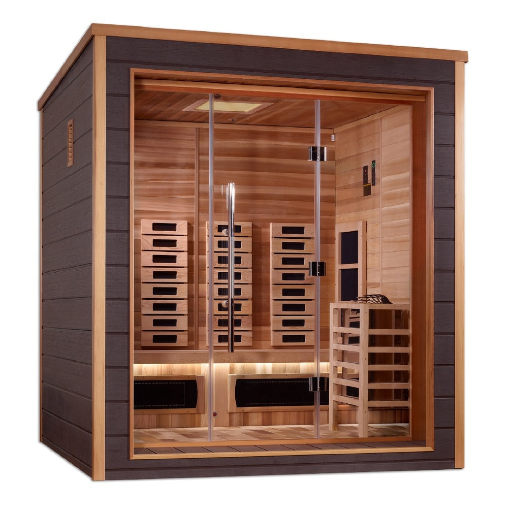 Golden Designs Visby 3 Person Modern Outdoor Hybrid Sauna front view