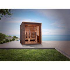 Golden Designs Visby 3 Person Modern Outdoor Hybrid Sauna isolated shadow