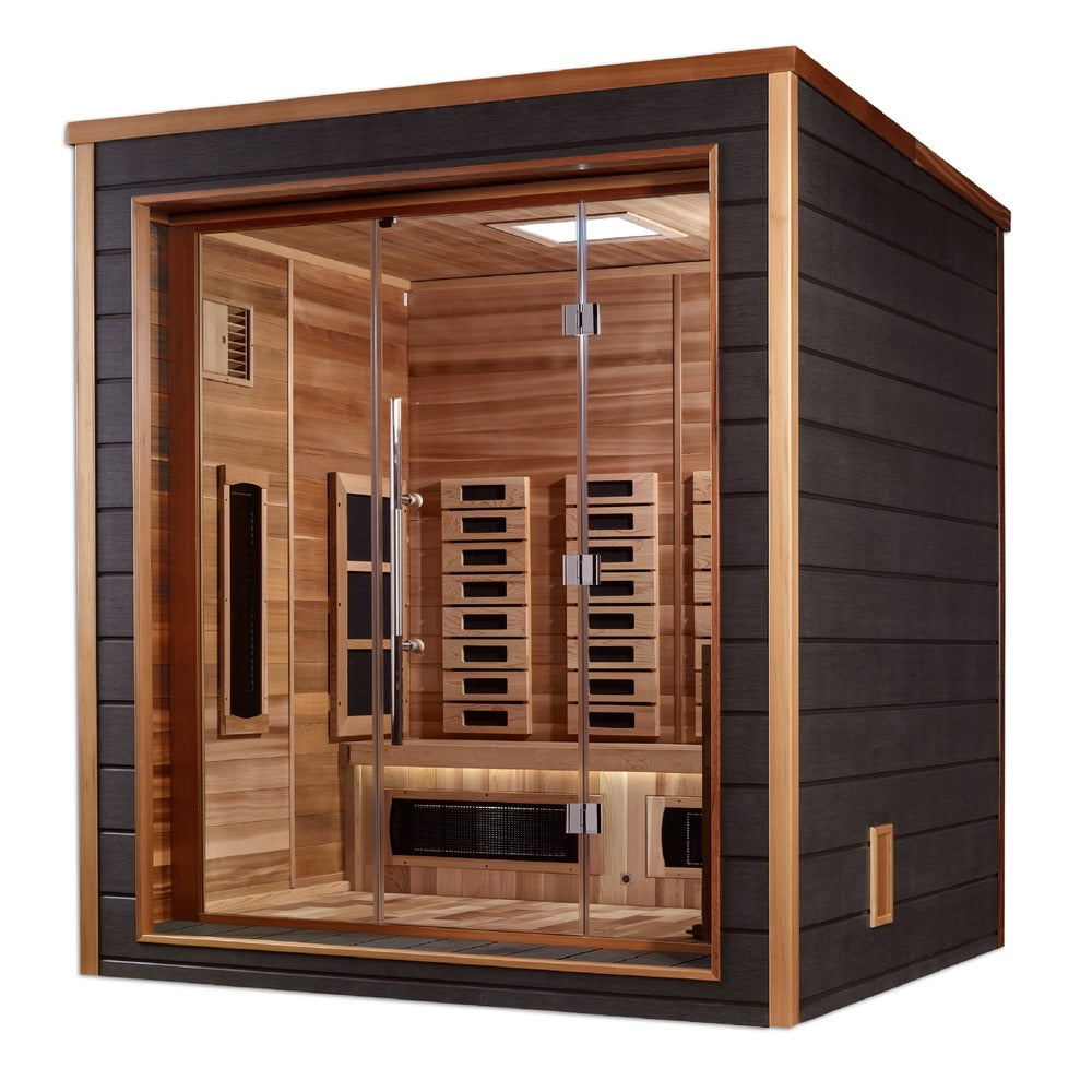 Golden Designs Visby 3 Person Modern Outdoor Hybrid Sauna left angle