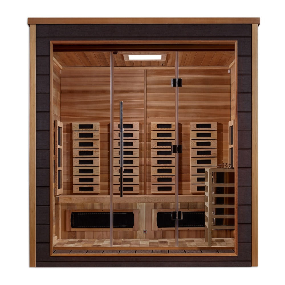 Golden Designs Visby 3 Person Modern Outdoor Hybrid Sauna right angle