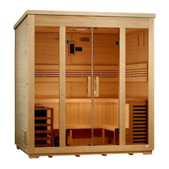 Golden Designs Vorarlberg Flat Roof 5 Person Outdoor Traditional Sauna left angle