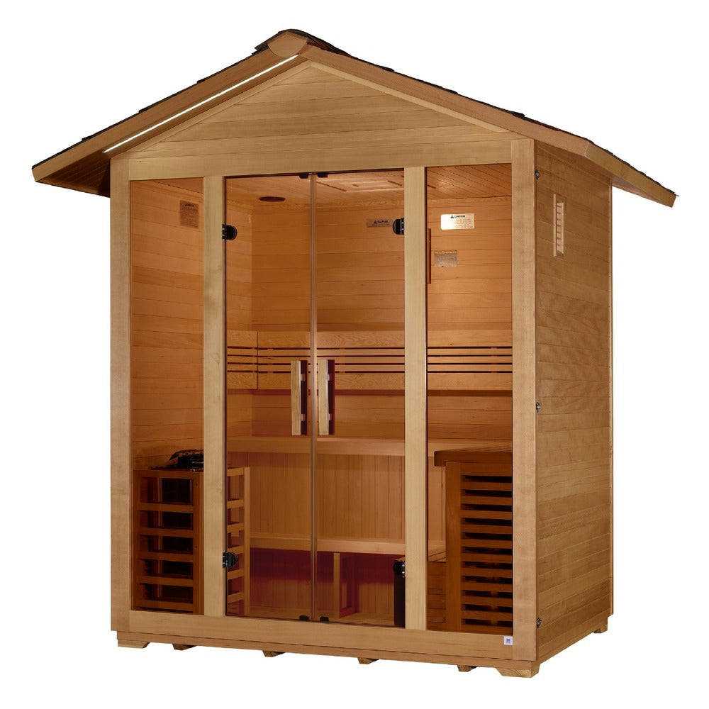 Golden Designs Vorarlberg 5 Person Outdoor Traditional Sauna right angle