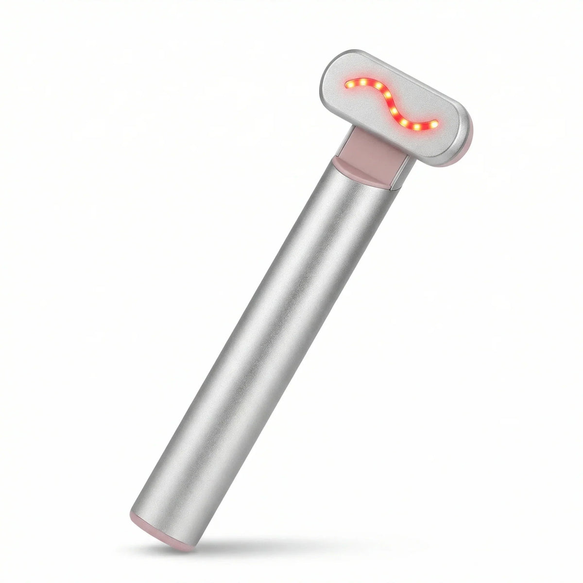 Nicebeam 4-in-1 Skincare Wand in silver with red light head on a white background