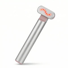 Nicebeam 4-in-1 Skincare Wand in silver with red light head on a white background